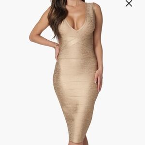 bebe Gold Midi Dress
